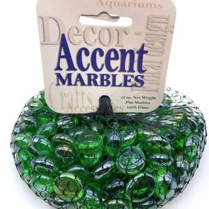 Decor Accent Marbles Glass Emerald Green Gems iridescent Set of 3 Bags